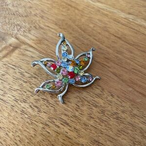 Sparkling Multicolor Rhinestone Maple Necklace Pendant